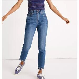 Madewell High Rise Slim Boyjean Jeans w/Chewed Hem
